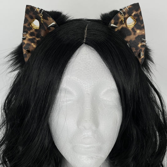 Cheetah Punk Kitten Ears (Pleather & Fur)