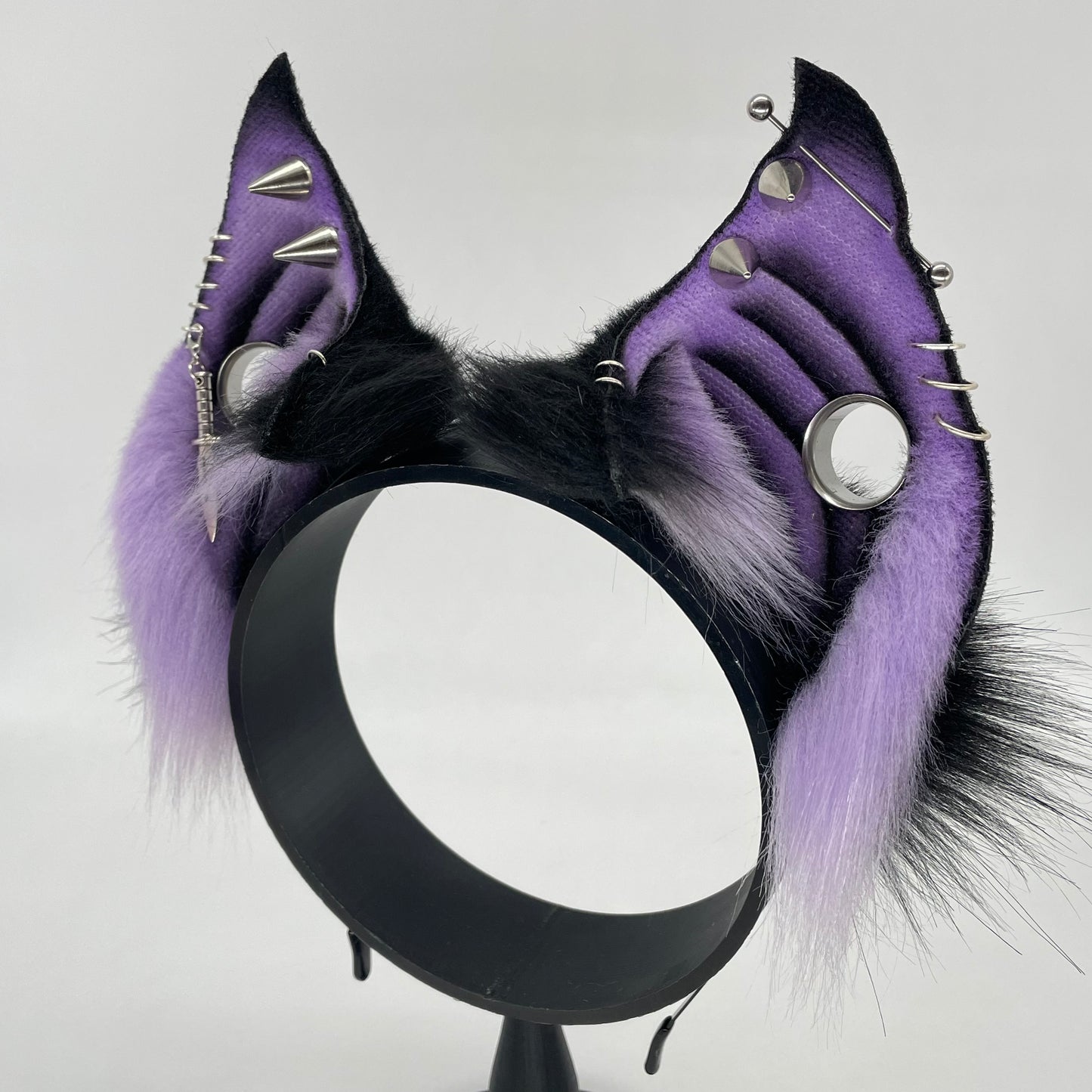 Punk Bat ears- Lavender & Black