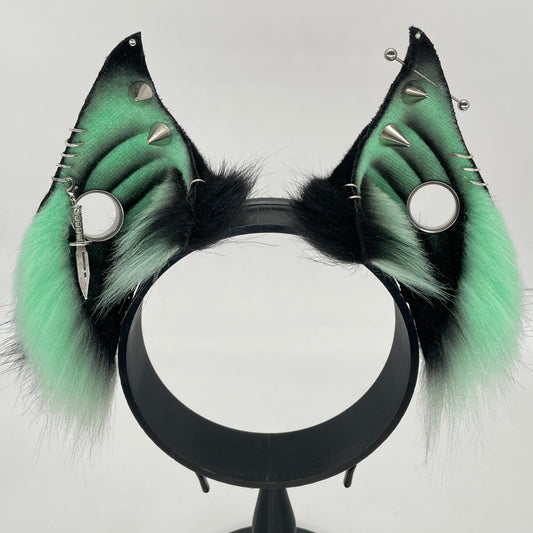 Punk Bat ears- Mint & Black