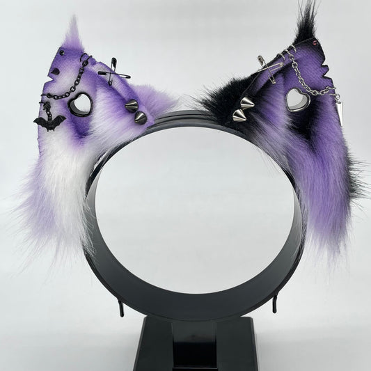 Punk Cat Ears- Lavender Mismatch