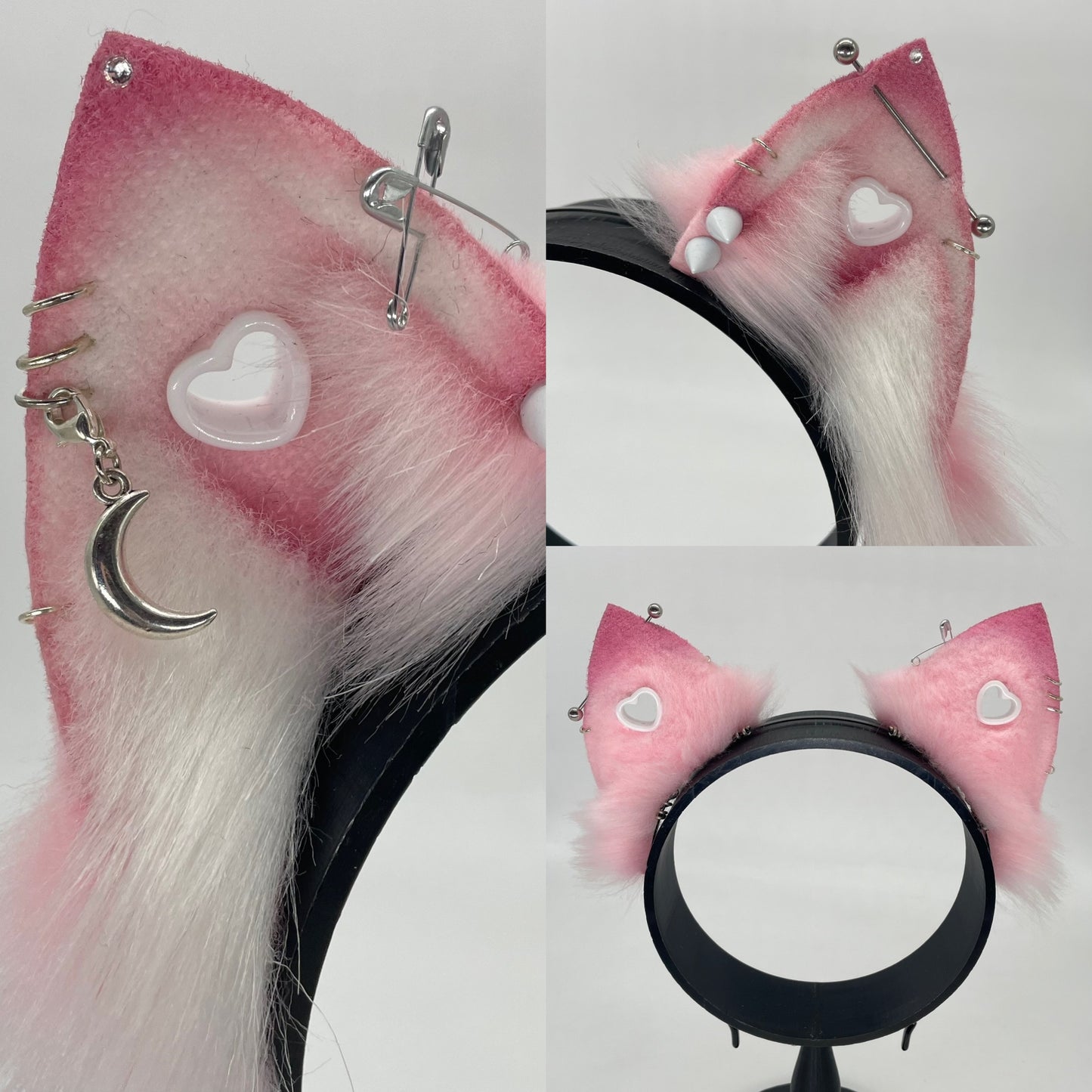 Punk Fox Kit ears- Pink & White