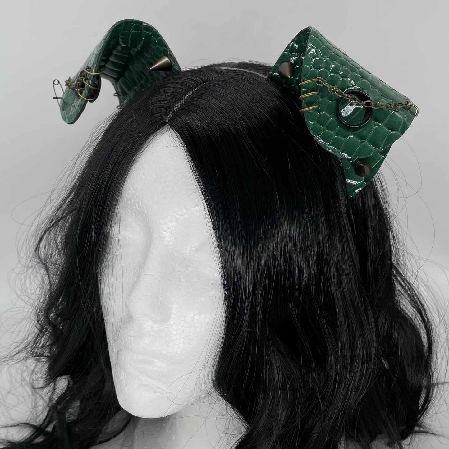 Green Dino/Dragon Scale Punk Pup Ears (Full Pleather)