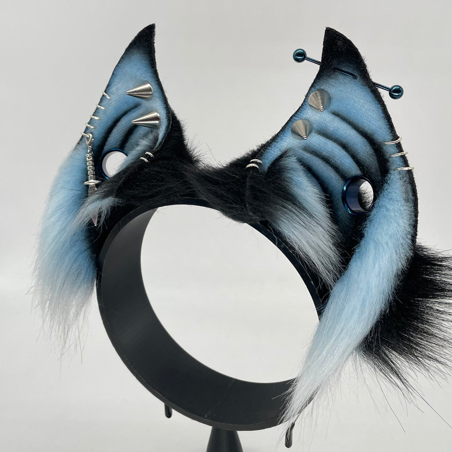 Punk Bat ears- Blue & Black