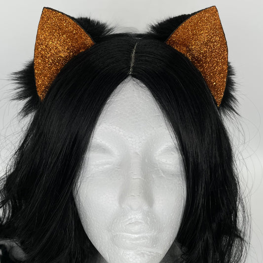 Halloween Glitter Kitten Ears (Pleather & Fur)