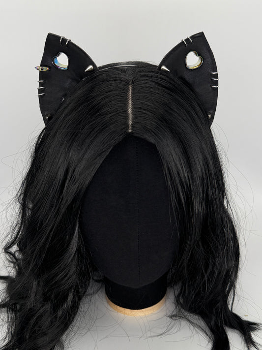 Black Punk Kitten Ears (Faux leather)