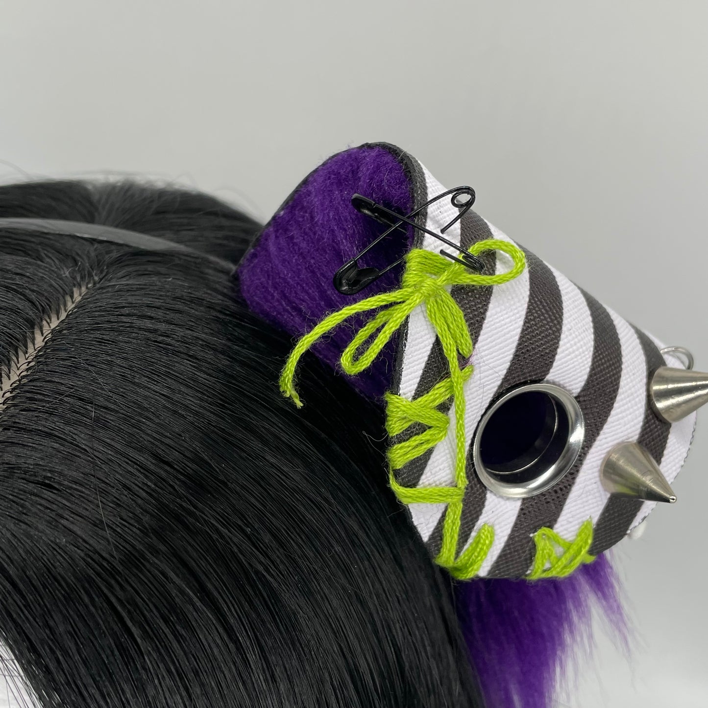 Leather & Laced- Beetlejuice Punk Pup Ears (Pleather & Fur)