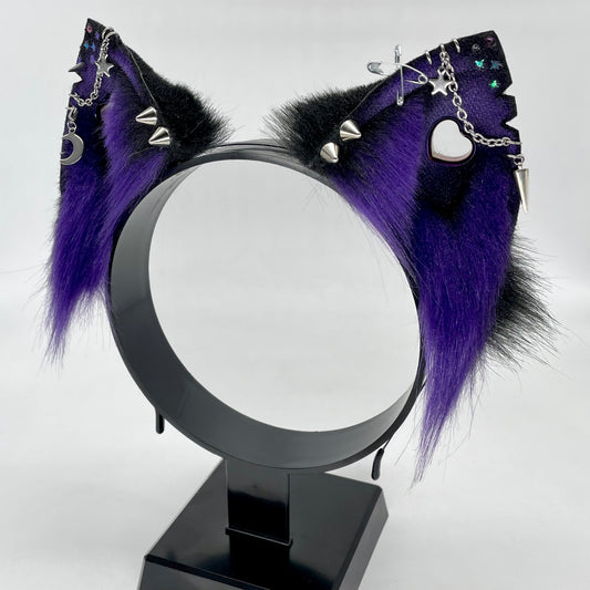 Punk Cat Ears- Purple & Black