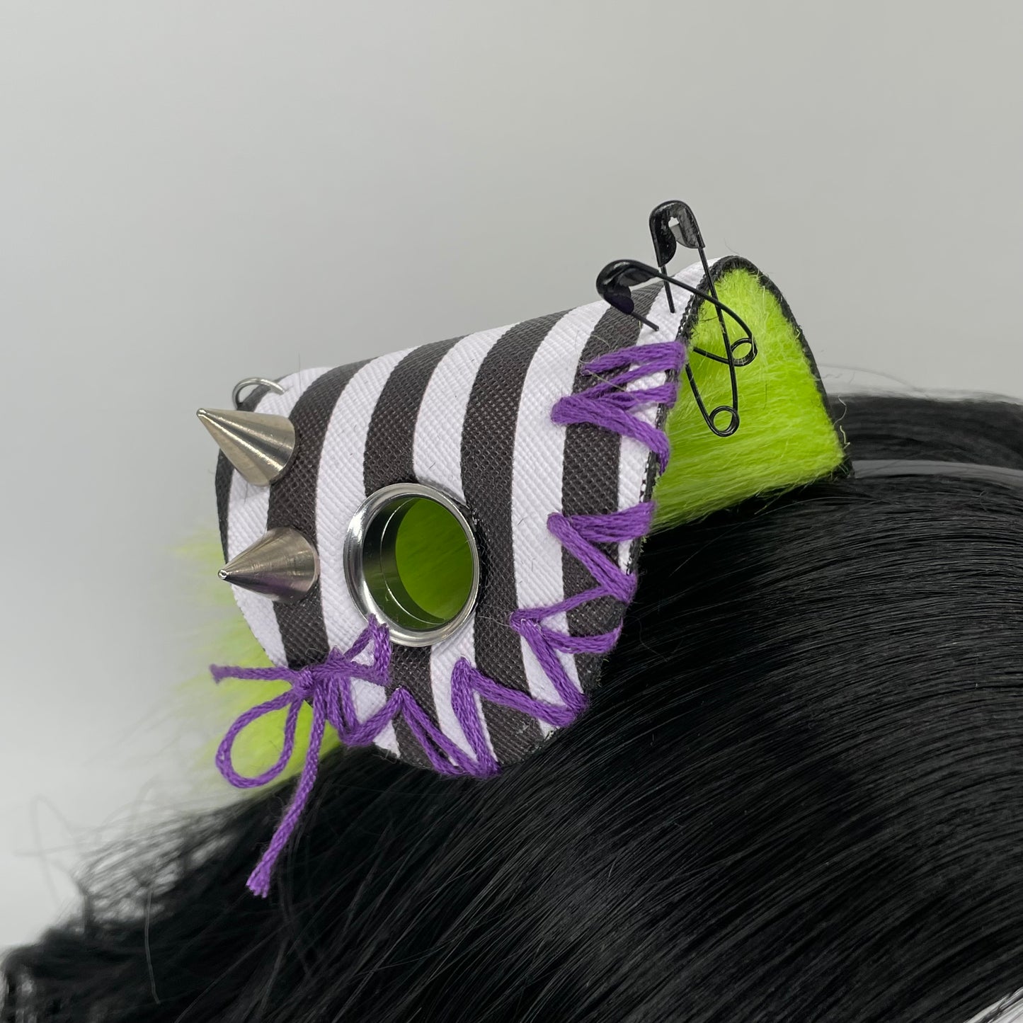 Leather & Laced- Beetlejuice Punk Pup Ears (Pleather & Fur)