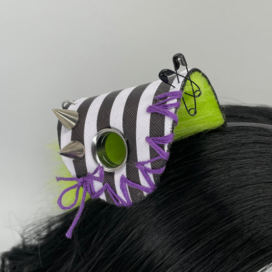 Leather & Laced- Beetlejuice Punk Pup Ears (Pleather & Fur)