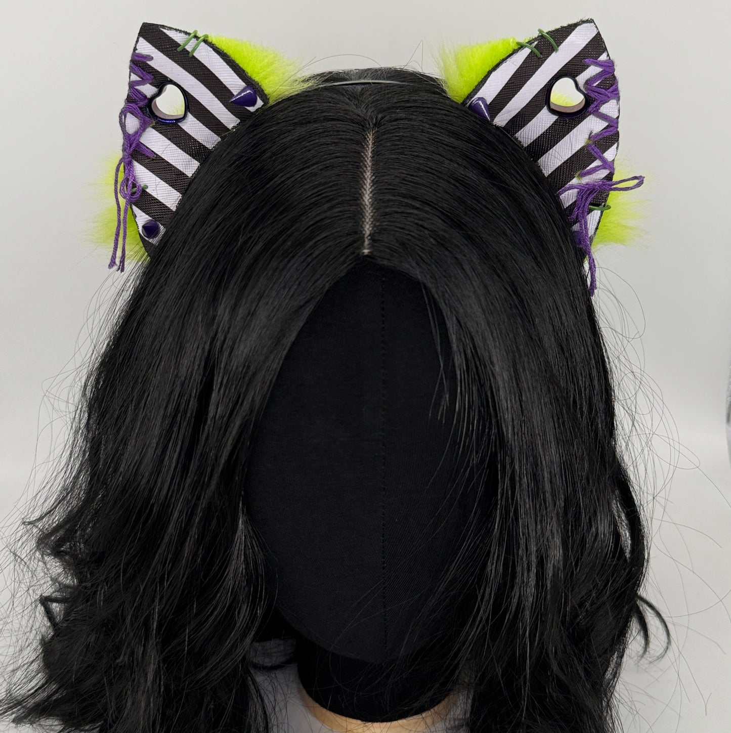 Leather & Laced- Beetlejuice Kitten Ears (Faux leather & fur)