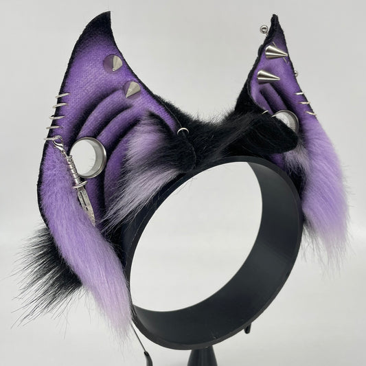 Punk Bat ears- Lavender & Black