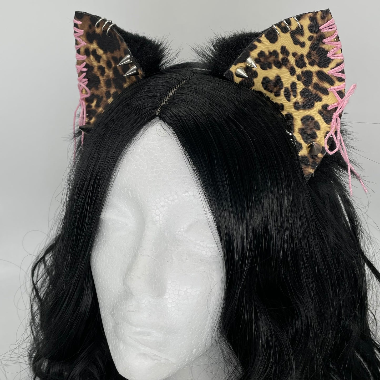 Leather & Laced- Cheetah Cat Ears (Pleather & Fur)