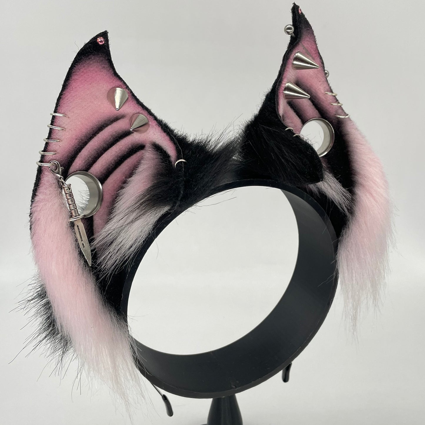 Punk Bat ears- Pink & Black