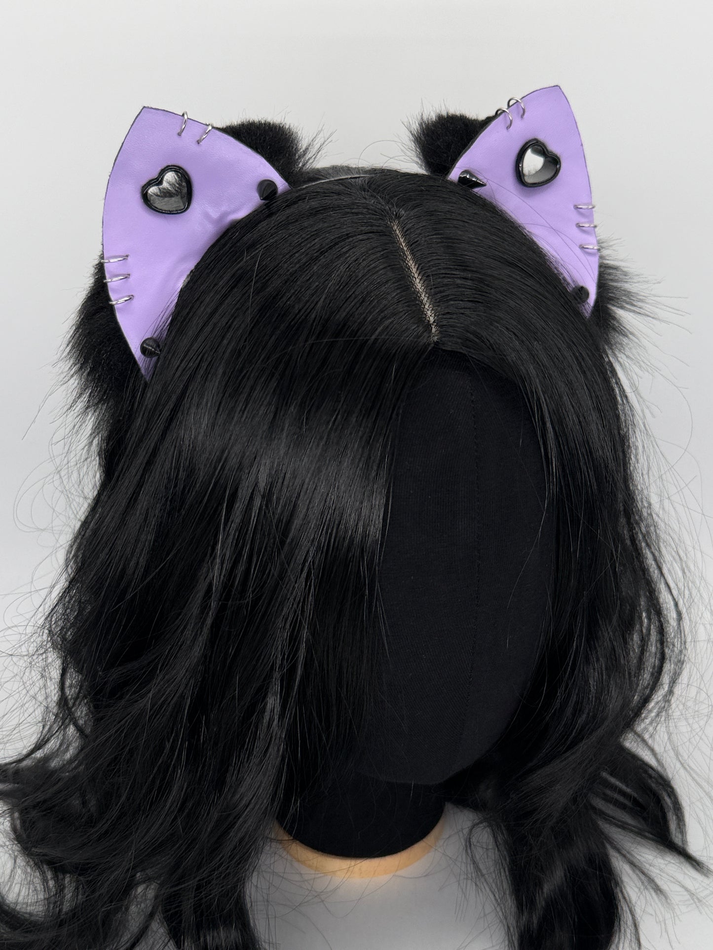 Pastel Goth Kitten Ears (Faux leather & fur)