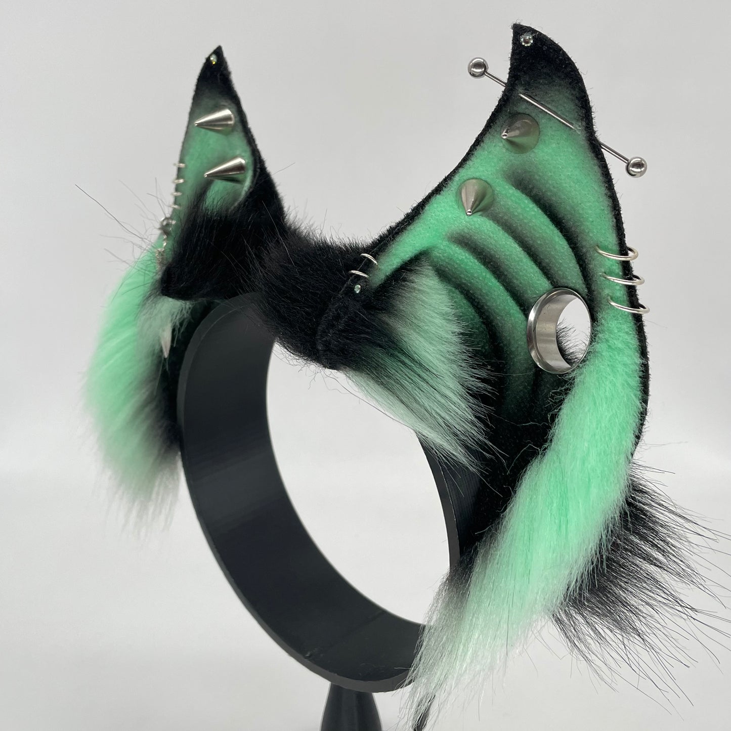 Punk Bat ears- Mint & Black