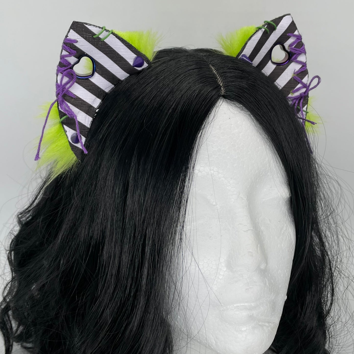 Leather & Laced- Beetlejuice Kitten Ears (Pleather & Fur)