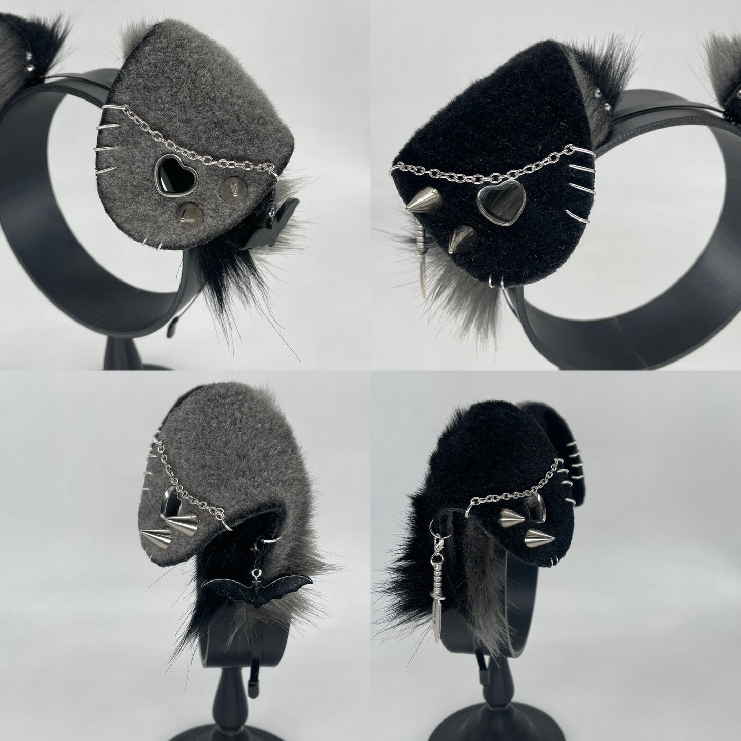 PRE-ORDER- Grey & Black Punk Puppy ears