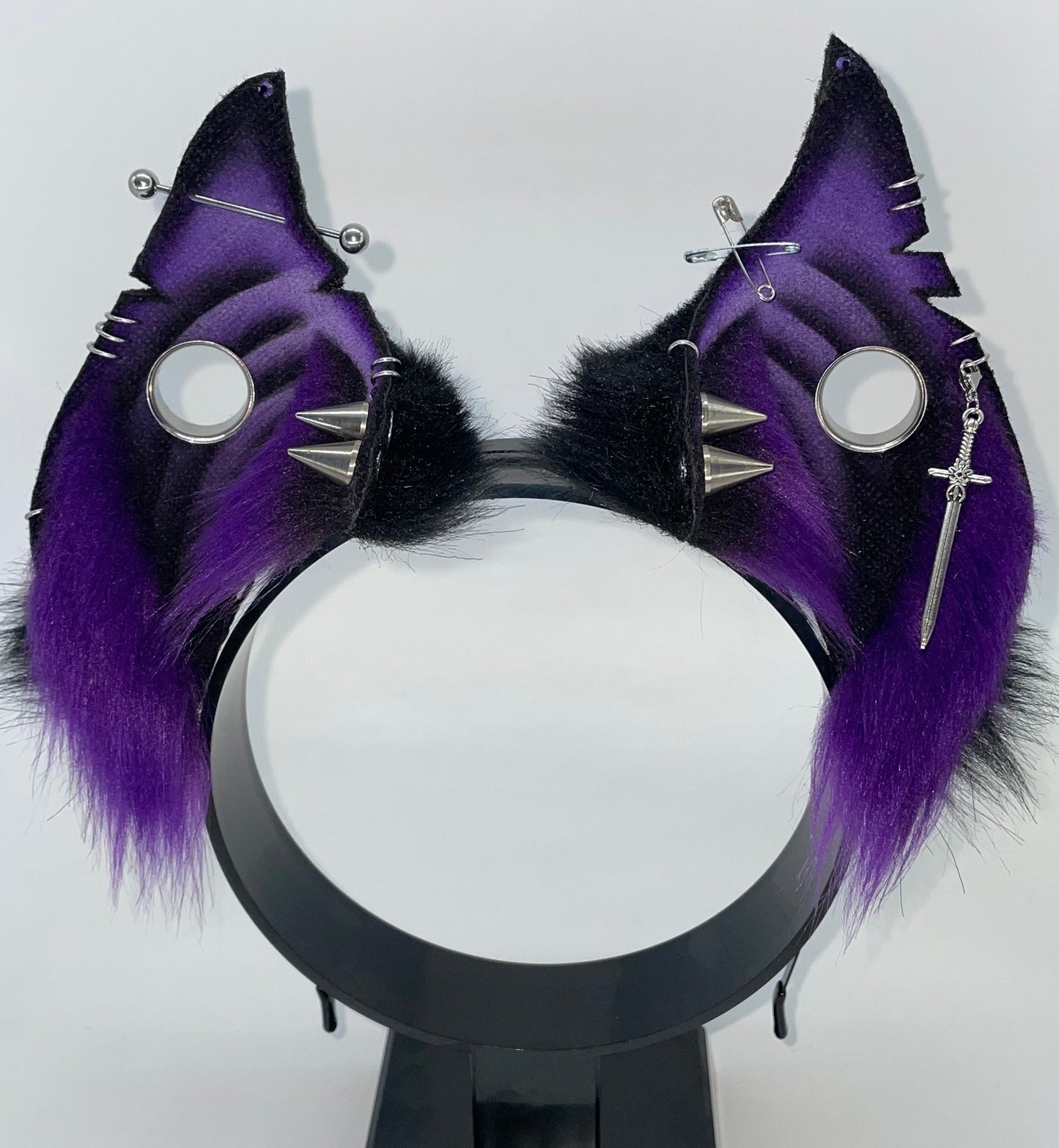 Punk Bats- Spire Bat Ears- Purple & Black