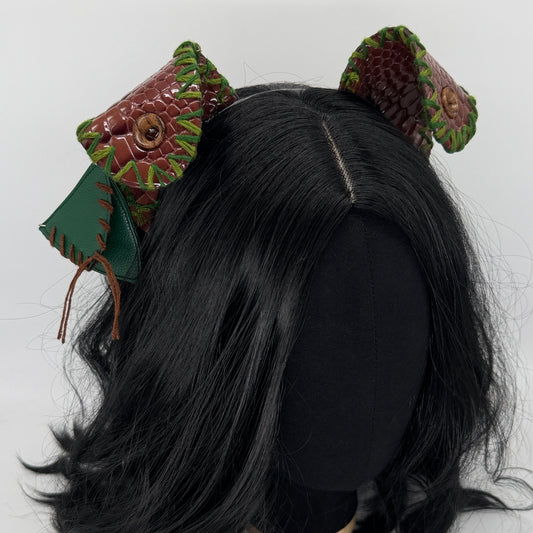 Brown Dino/Dragon Scale Puppy Ears (Faux leather)