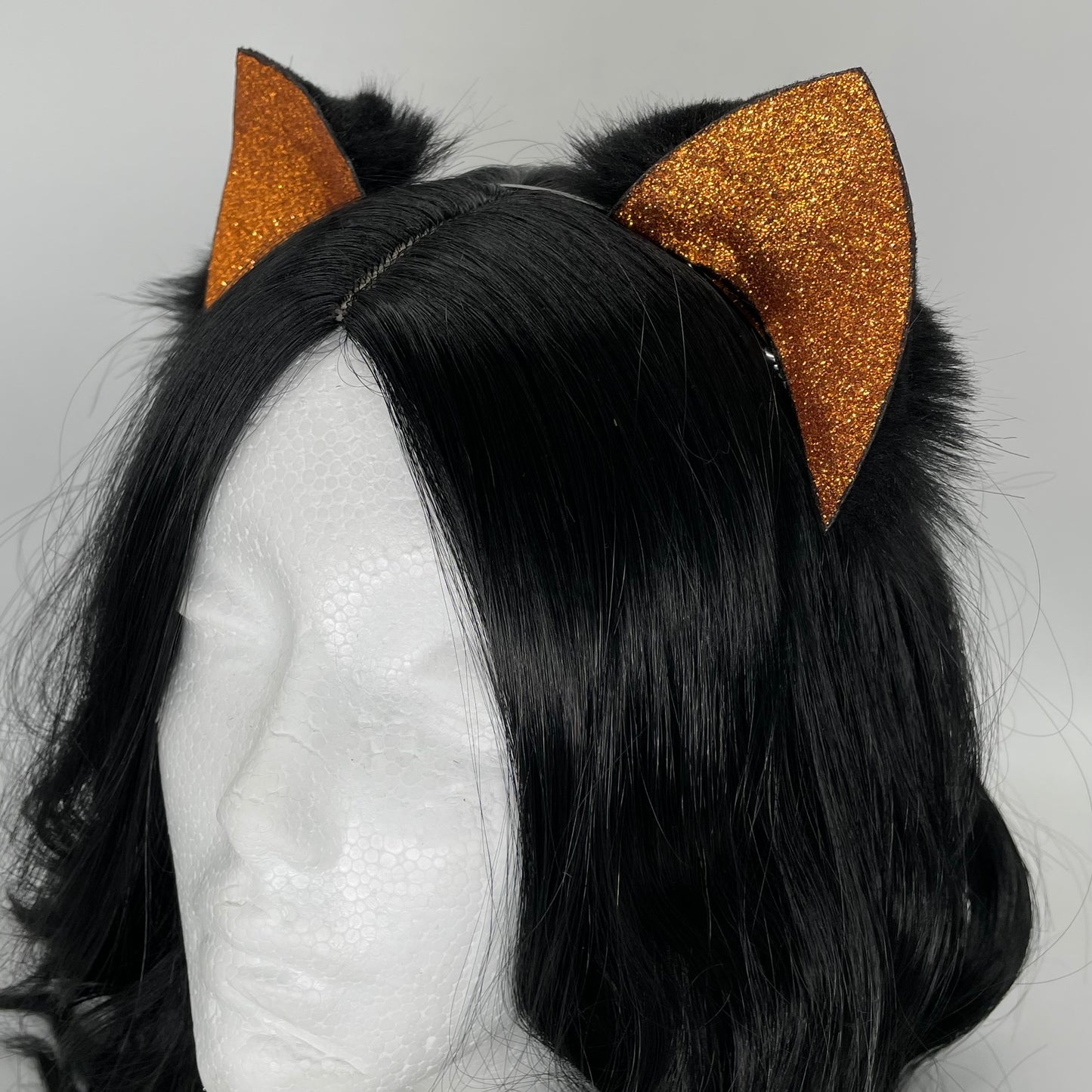 Halloween Glitter Kitten Ears (Pleather & Fur)