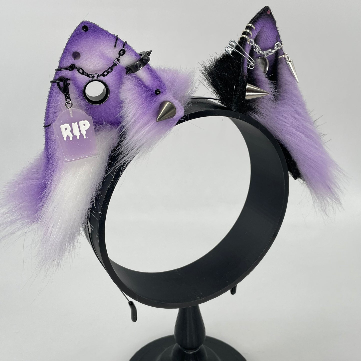 Lavender Pastel Goth Cat ears