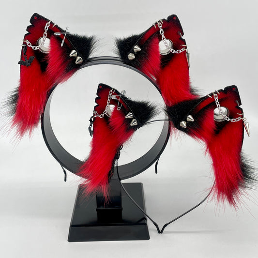 Punk Cat ears- Red & Black