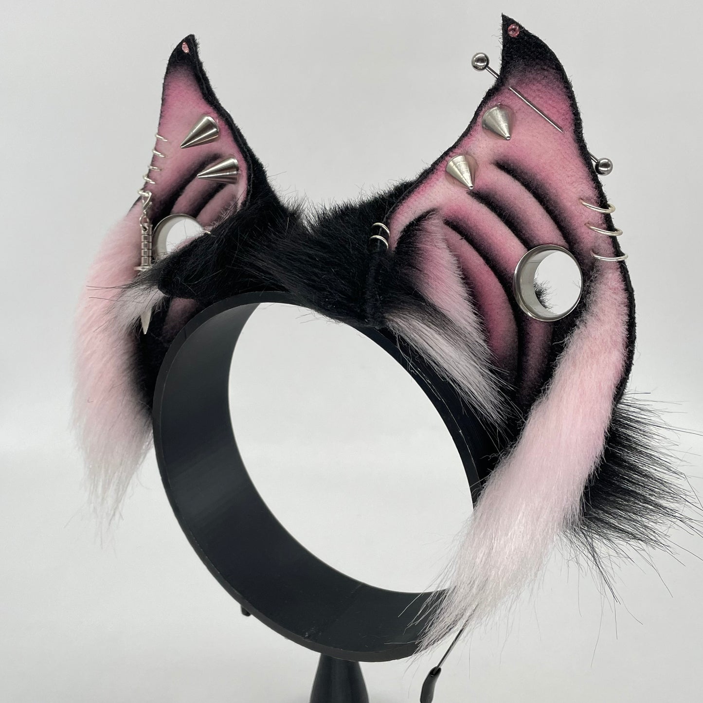 Punk Bat ears- Pink & Black