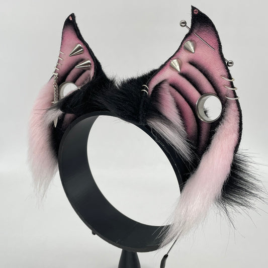 Punk Bat ears- Pink & Black