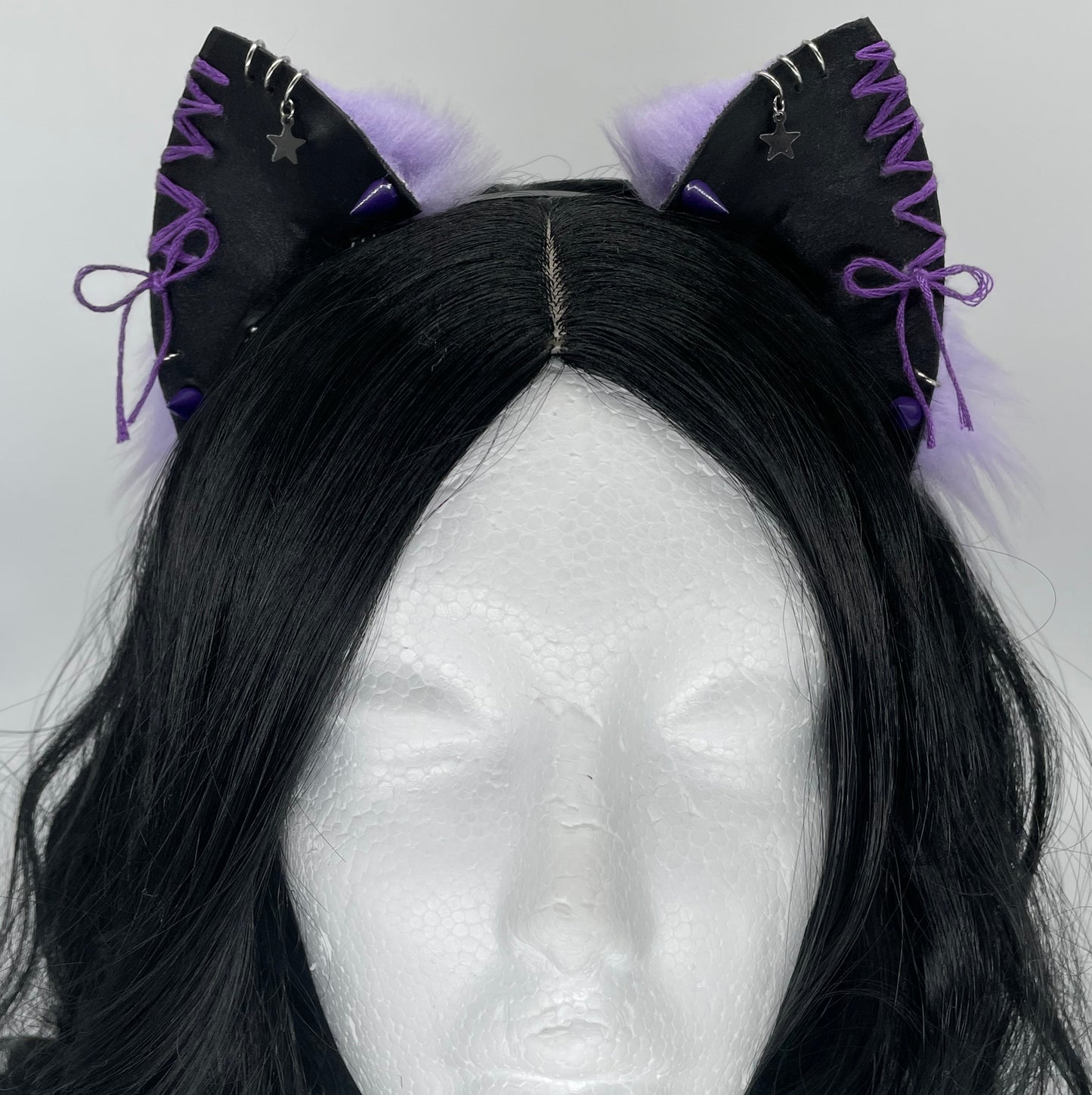 Leather & Laced- Purple Kitten Ears (Faux leather & fur)