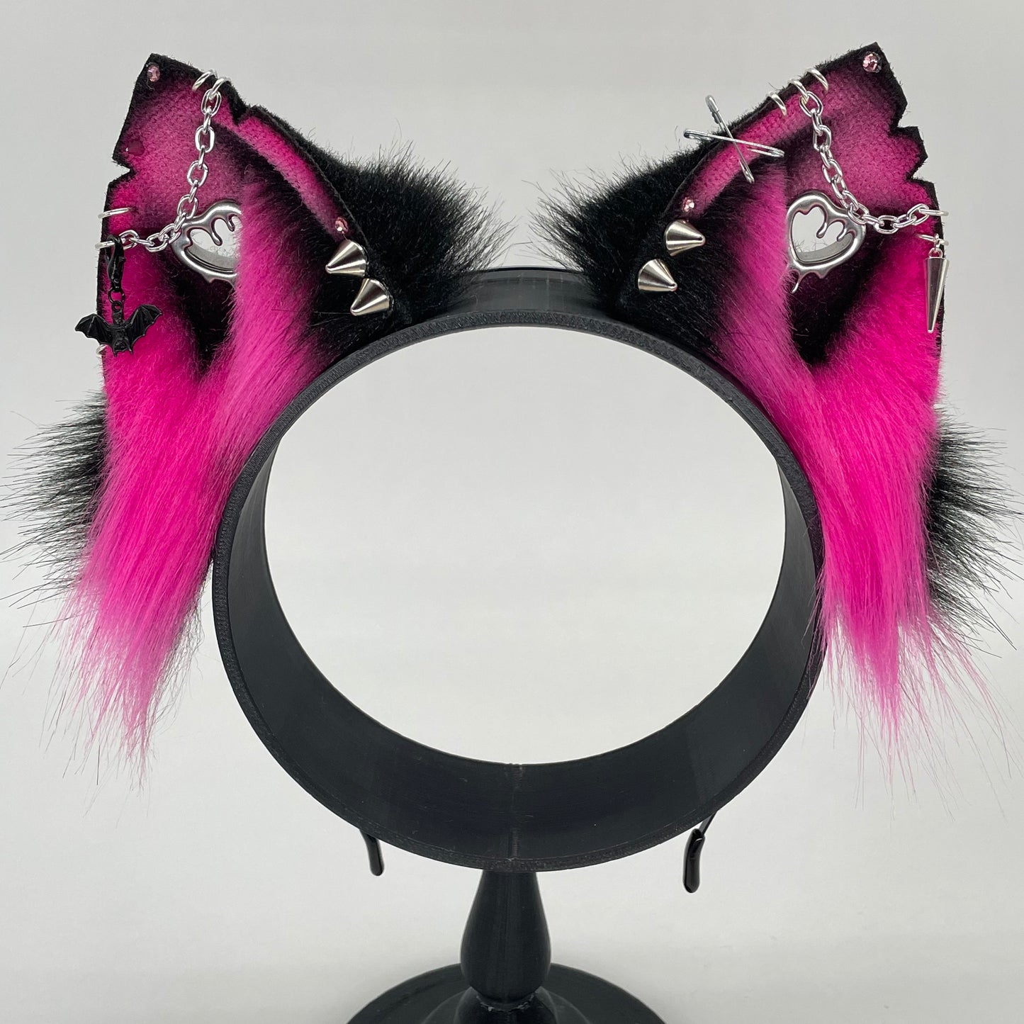 Punk Cat ears- Hot Pink & Black