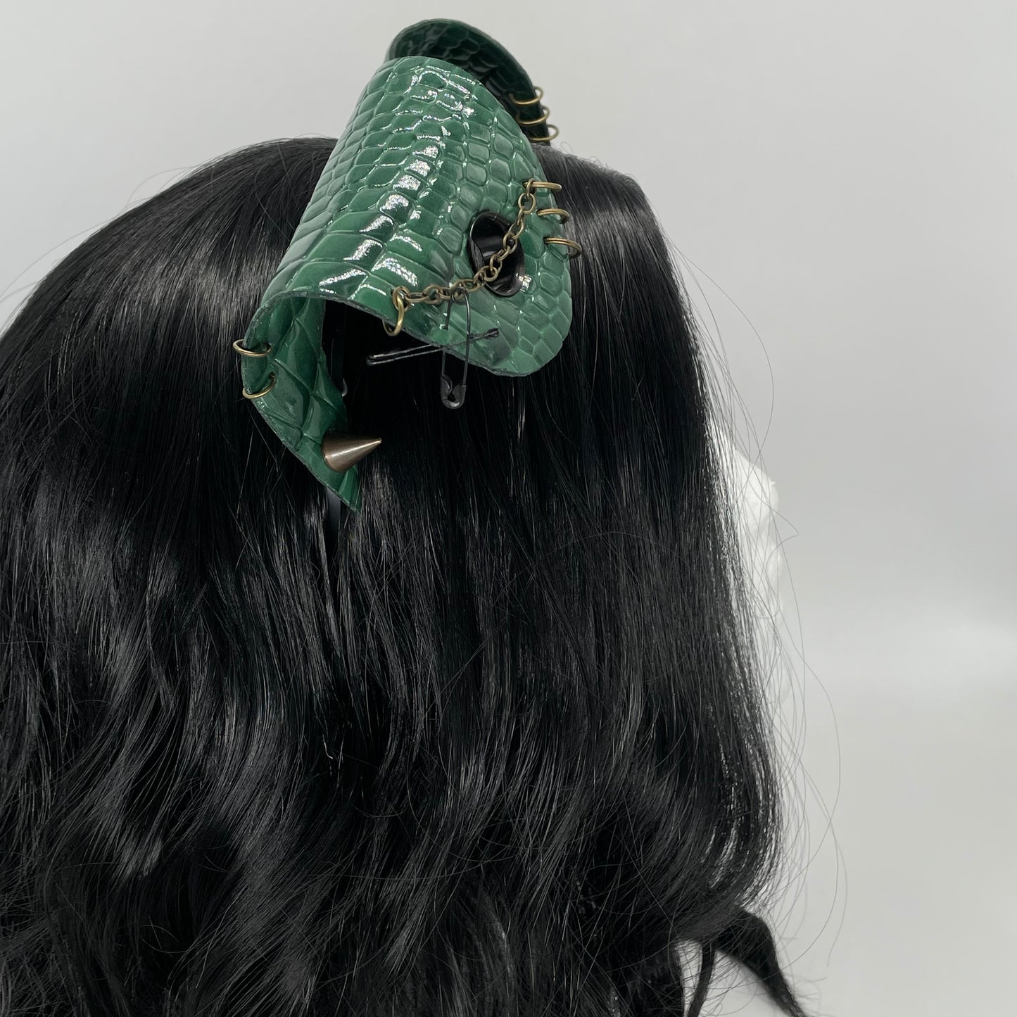 Green Dino/Dragon Scale Punk Pup Ears (Full Pleather)