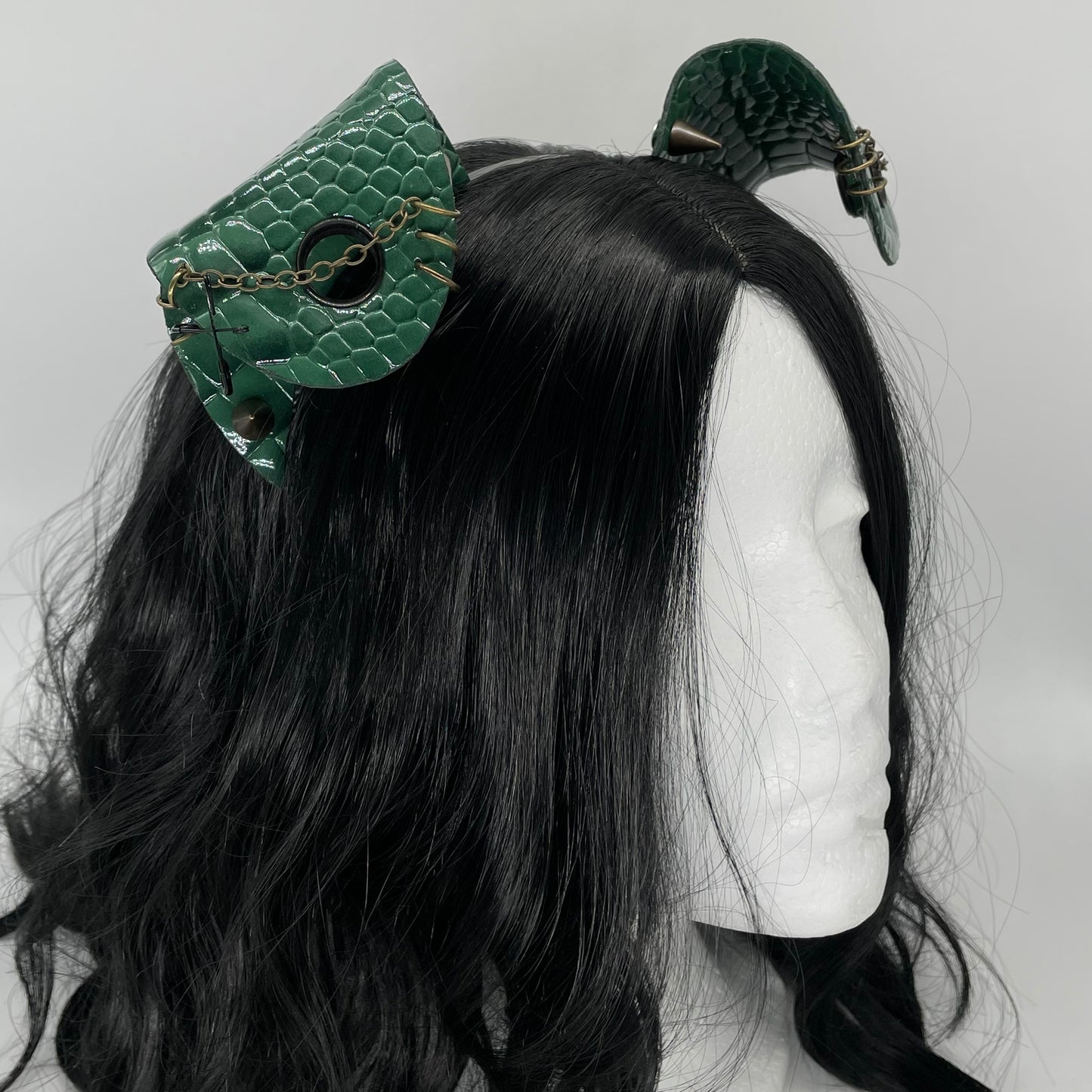 Green Dino/Dragon Scale Punk Pup Ears (Full Pleather)