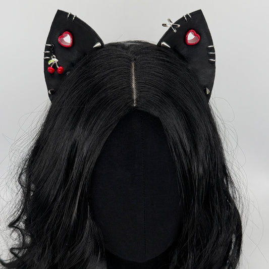 Cherry Bomb- Black Kitten Ears (Faux leather)