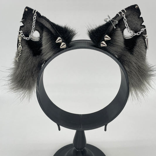 Punk Cat ears- Grey & Black