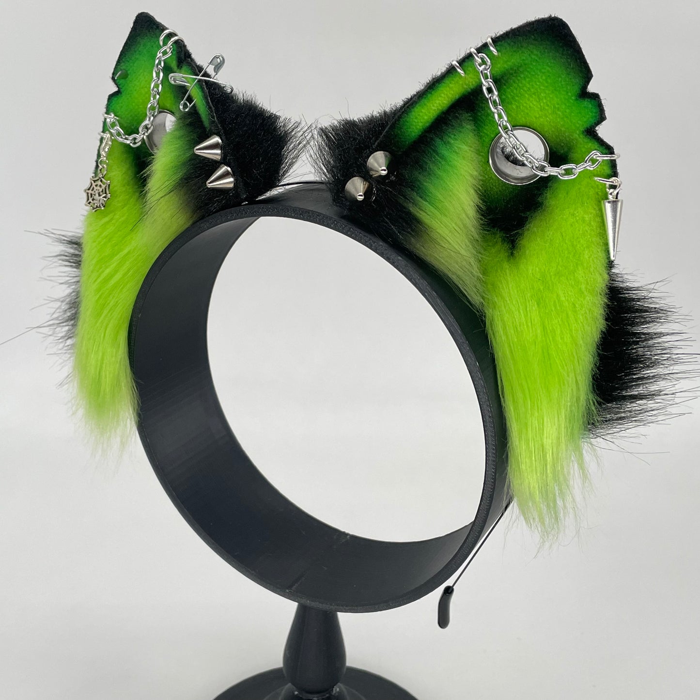 Punk Cat ears- Lime & Black