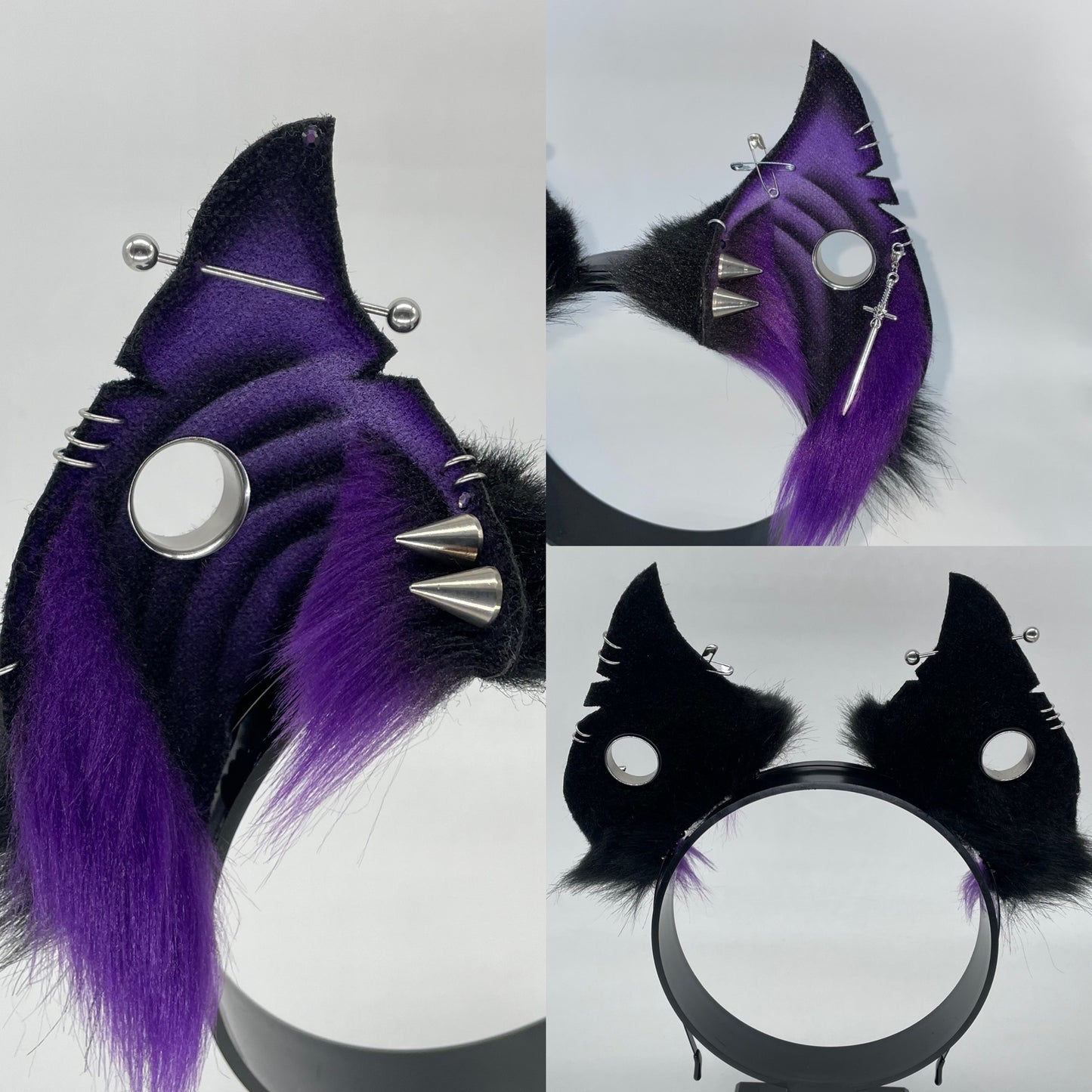 Punk Bats- Spire Bat Ears- Purple & Black