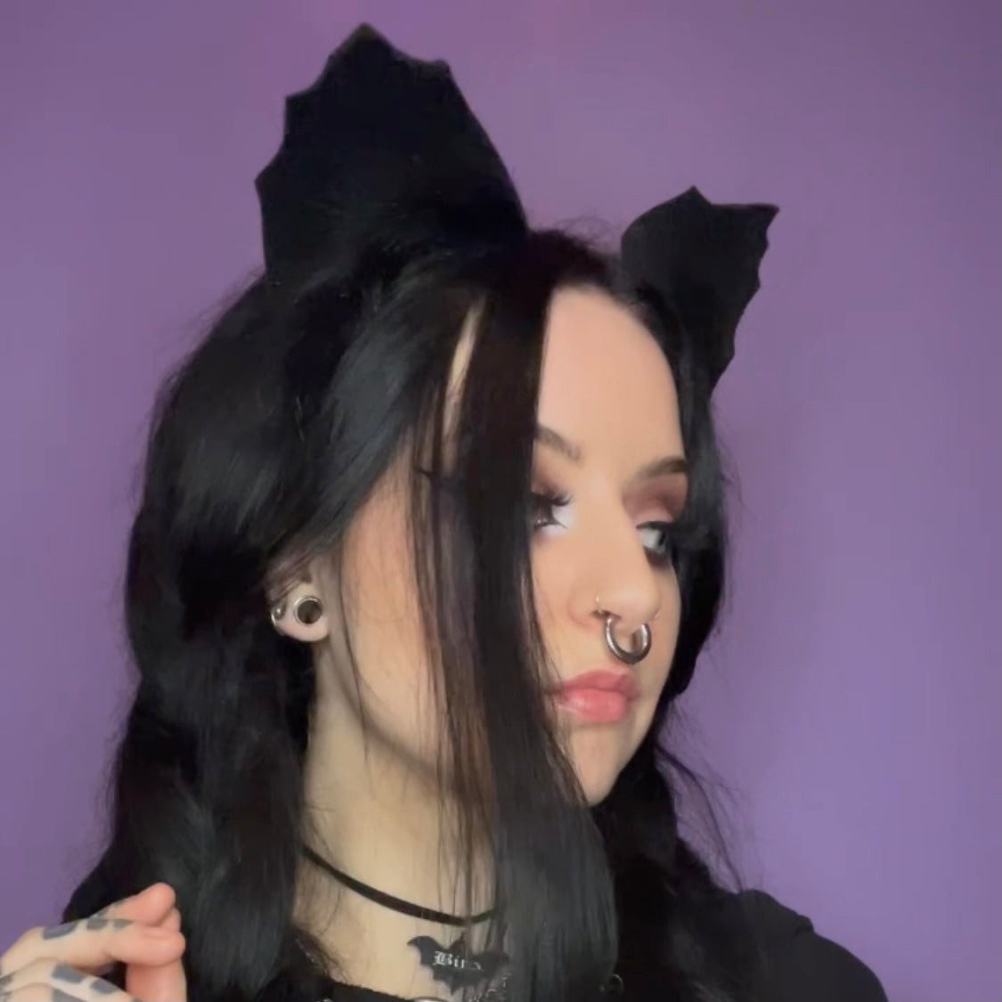 Wednesday cat ears- all black/tufts